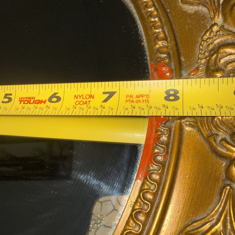 VTG Crown Fine Arts Ornate Bronze framed Mirror Oval 13X11 Gallery Wall READ